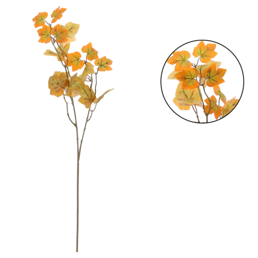 Branche décorative artificielle avec feuilles d’automne 65 cm jaune