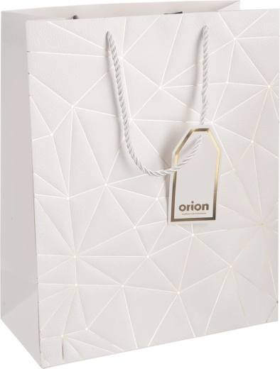 Cadeaupapieren tas met ruitmotief wit 26 × 12 × 32 cm