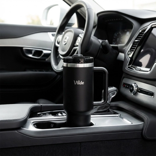 Anse ergonomique et forme compatible avec les porte-gobelets de voiture