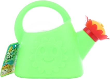 Plastic watering can with flower-shaped sprinkler (assorted colors)