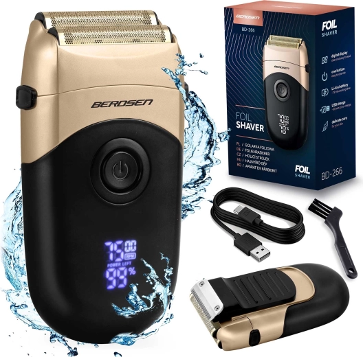 BERDSEN Foil Shaver black–gold with LCD display