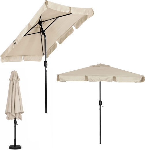 MultiGarden large rectangular garden sun umbrella with crank and tilt, beige 200 × 130 cm