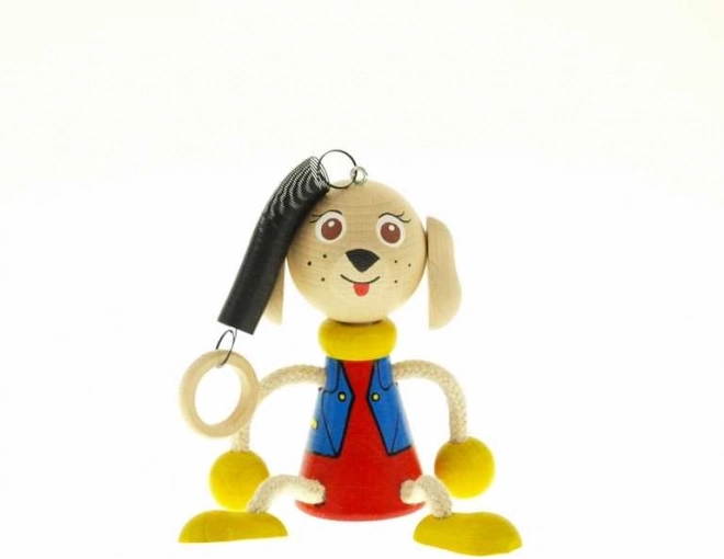 Hund an Feder – hölzernes Hängespielzeug