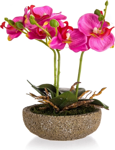 Kunstfuchsia in betonnen bloempot 21,5 cm