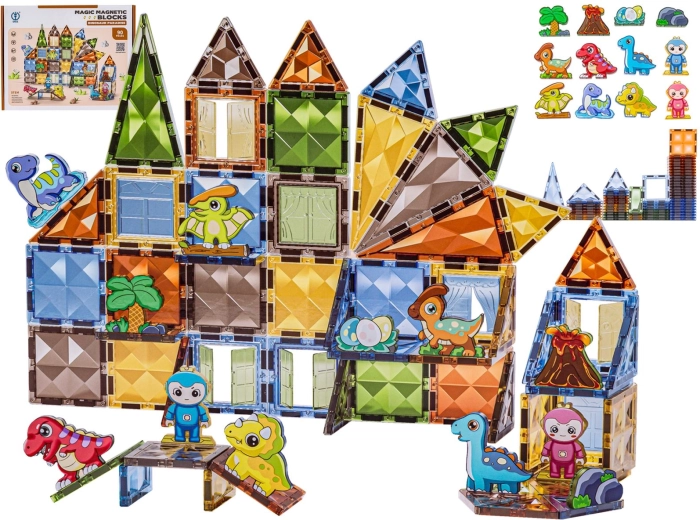 Magnetic construction building set Dino Park – 90 pieces