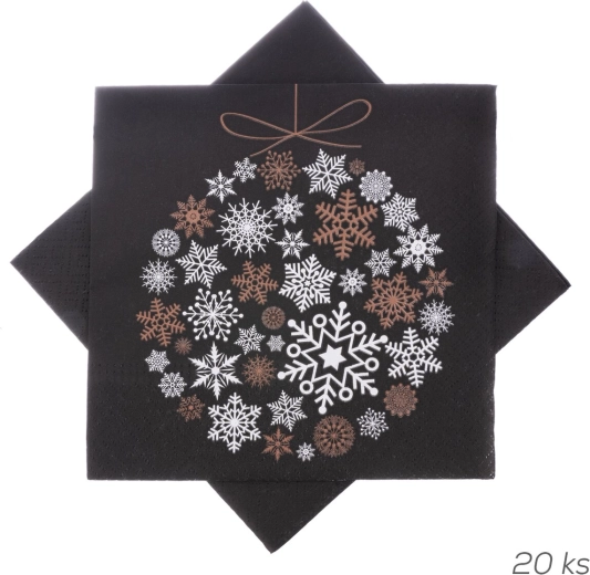 Baňka black paper napkins 33 × 33 cm, 20 pcs
