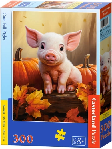 Puzzle 300 Teile niedliches herbstliches Ferkel – Niedliches Herbstferkel