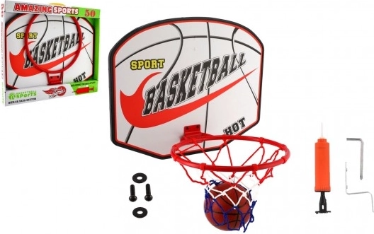 Basketbalring voor aan de muur met bal en pompje