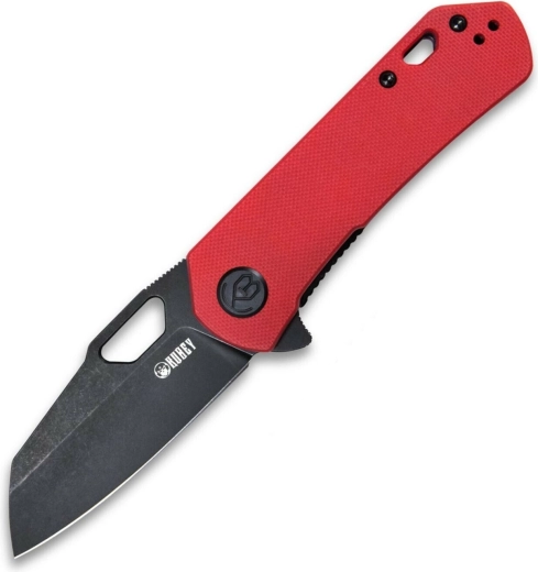 couteau pliant Kubey Duroc, lame AUS-10 black stonewash, manche G10 rouge, clip