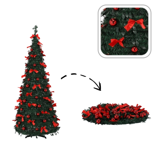 Sapin de Noël artificiel pliable Nina 150 cm avec éclairage 100 LED - 1 pièce