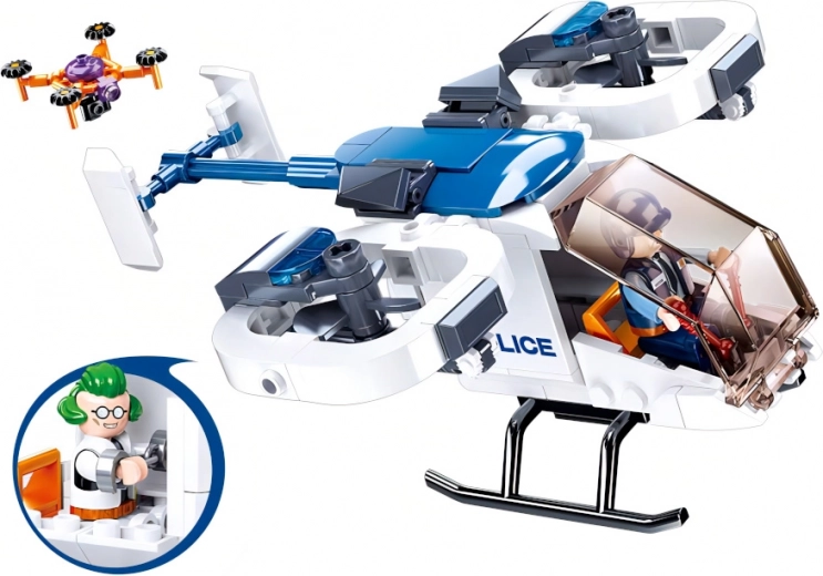 Sluban Police Helicopter with Drone – Building Set