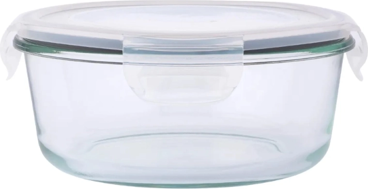 Round glass food storage container Fresh with lockable lid 0.95 l