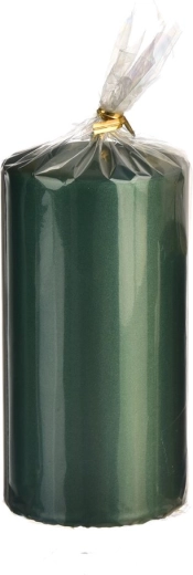 Decoratieve cilinderkaars mat metallic groen 14 cm