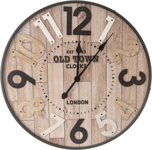 Old Town Wall Clock 60 cm – Wood and Metal