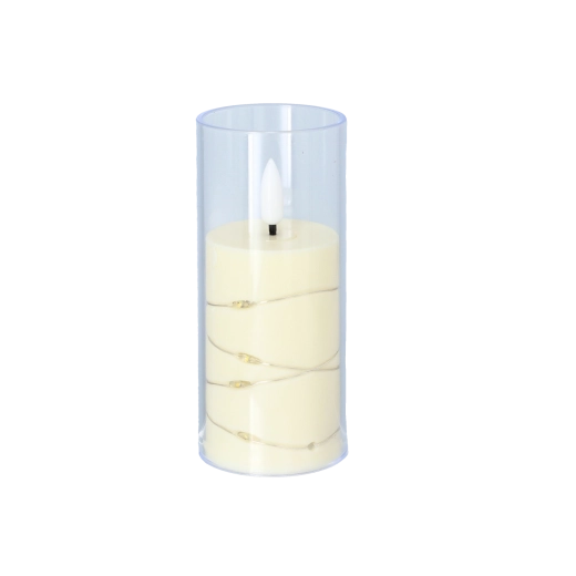Milky LED candle in a transparent cylinder 5.3 × 12.5 cm