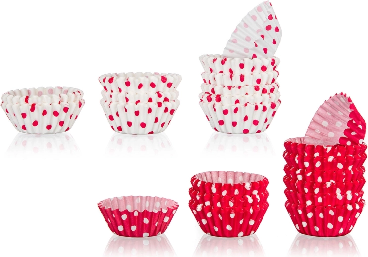 Papieren cupcakevormpjes DOTS mix 3 × 2,1 cm (200 stuks)