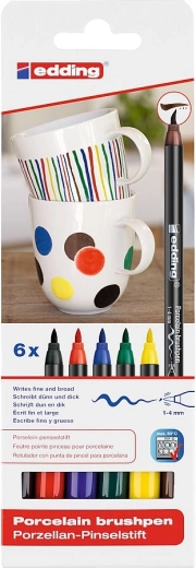 Porcelain brush pens edding 4200, set of 6 colors