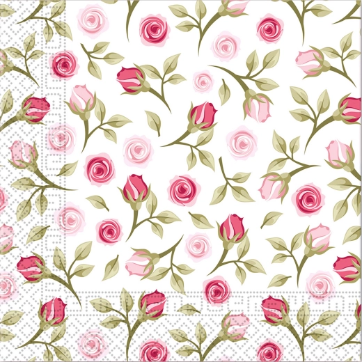 Serviettes 3 plis Roses romantiques 33 × 33 cm