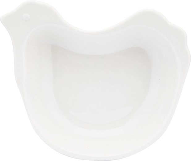 Cream porcelain serving bowl in the shape of a hen