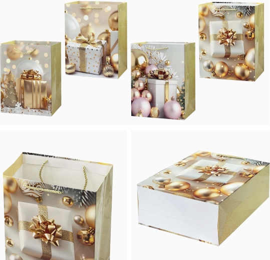 Weihnachtliche Geschenktasche 23 × 18 × 10 cm, Motiv-Mix
