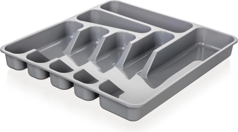 Plastic bestekbak voor lade 39,5 × 37 × 5 cm – grijs
