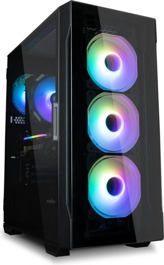 I3 Neo TG midtower RGB zwarte pc‑behuizing met 4 ventilatoren