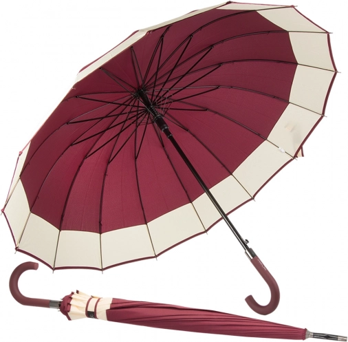 Elegant large umbrella with non-slip handle, 16 ribs, red