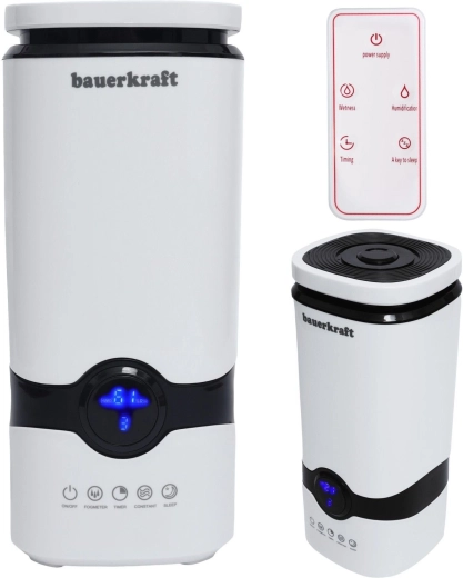 Bauerkraft ultrasonic air humidifier with demineralization filter, timer and remote control