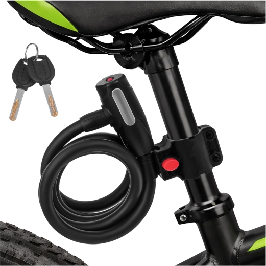 Antivol pour vélo Trizand 150 cm, câble en acier 12 mm avec clé et support