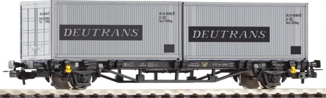 Piko flat wagon Lgs579 with 2× 20' DEUTRANS containers DR, era IV