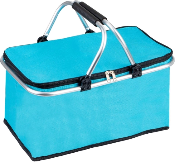 Folding insulated shopping and picnic basket, waterproof, turquoise - 1 piece