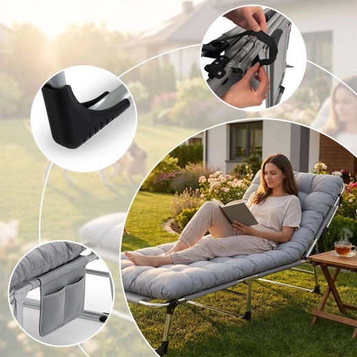 Thick padding and headrest for all-day comfort