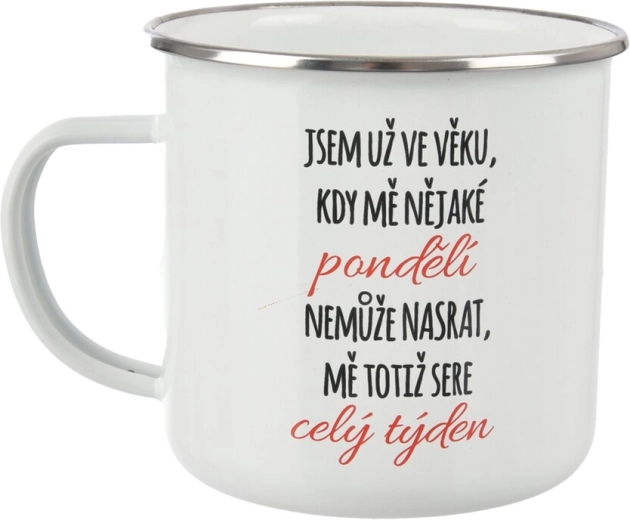 Enamel mug “Monday” 500 ml, white