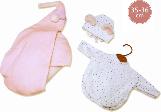 Kledingset met hangende wipzak voor pop NEW BORN 35–36 cm
