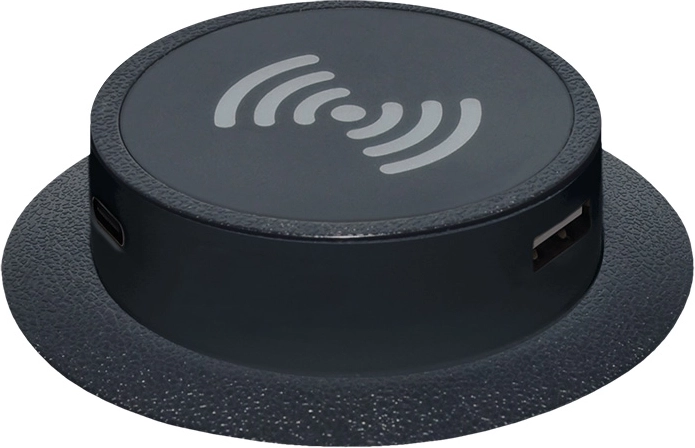 Solight ausfahrbares kabelloses Qi-Ladegerät 15 W mit USB-A und USB-C PD, schwarz – 1 Stück