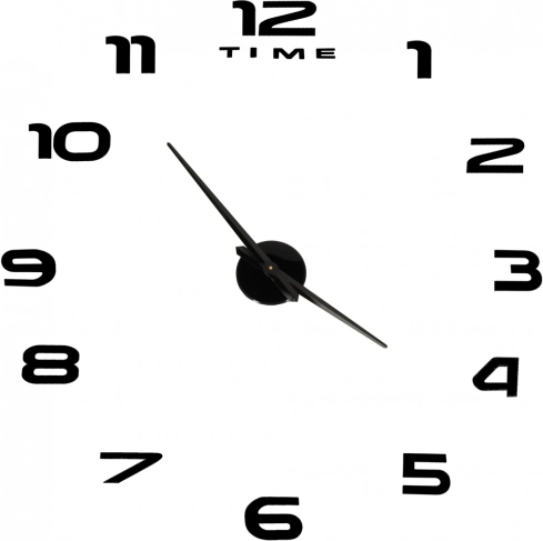 Grande horloge murale DIY noire avec 12 chiffres