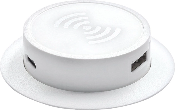 Solight ausfahrbares kabelloses Qi-Ladegerät 15 W mit USB-A und USB-C PD 20 W, weiß