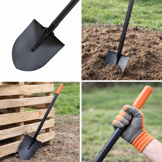 Metal garden spade with metal handle 150 cm