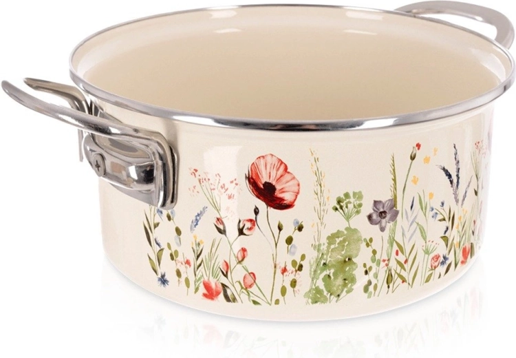 Emailleoberfläche mit Blumenmotiv
