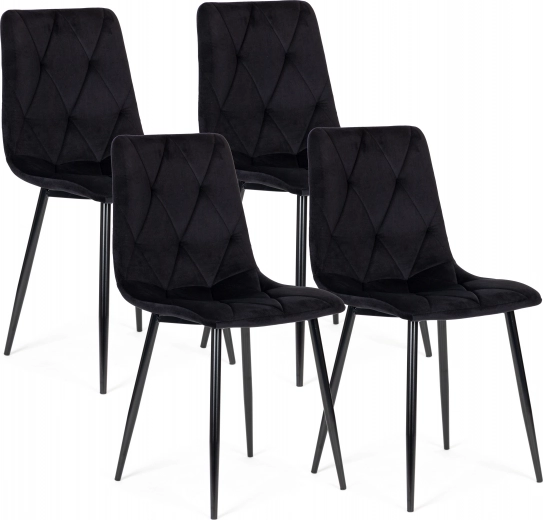 Set aus 4 gesteppten Samtstühlen für Esszimmer und Wohnzimmer ModernHome – Schwarz