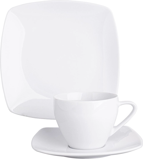 Service à café MariaPaula Moderna pour 6 personnes, 18 pièces, blanc, carré