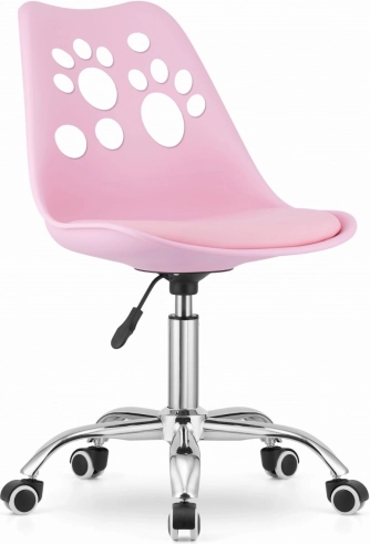 Chaise pivotante rose en similicuir avec base chromée