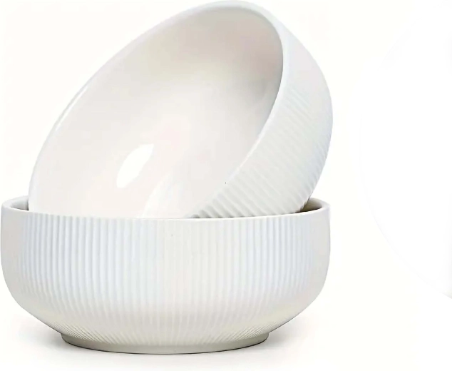 530 ml ribbed ceramic bowl, cream white