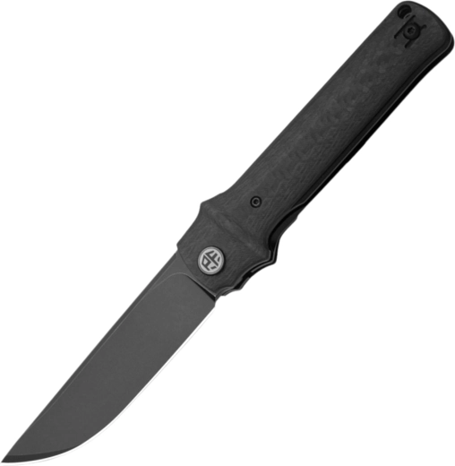 Petrified Fish Tena pocket knife 9.7 cm, Black Stonewash, black, carbon