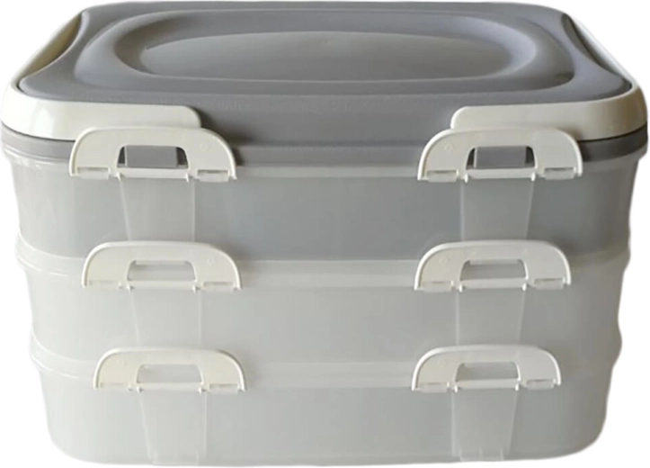 Stackable picnic box with handles, 3-tier, 40 × 30 × 24 cm