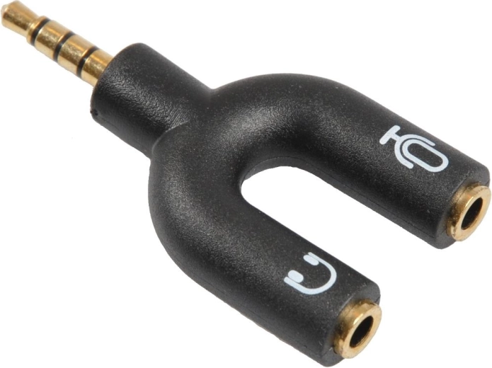 Sencor-adapter van 3,5mm 4-polige jack naar 2× 3,5mm 3-polige jack