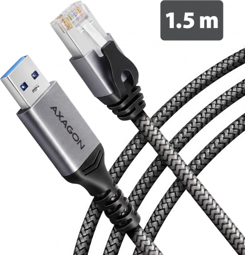 AXAGON USB-A Gigabit Ethernet adapter with integrated CAT6 RJ-45 cable, 1.5 m