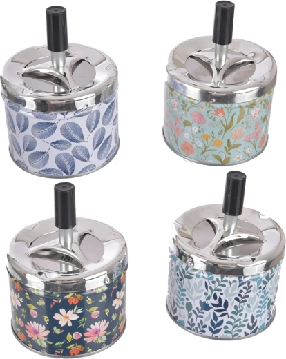 Blikken asbak 9 × 9 × 12 cm – mix van 4 varianten