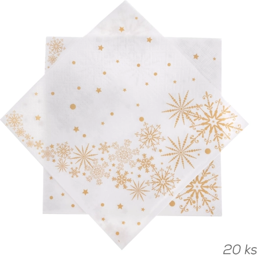 Serviettes en papier avec étoiles dorées 33 × 33 cm, 20 pièces