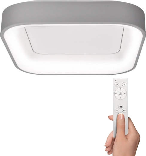 Plafonnier LED Solight Treviso carré 48 W gris avec télécommande